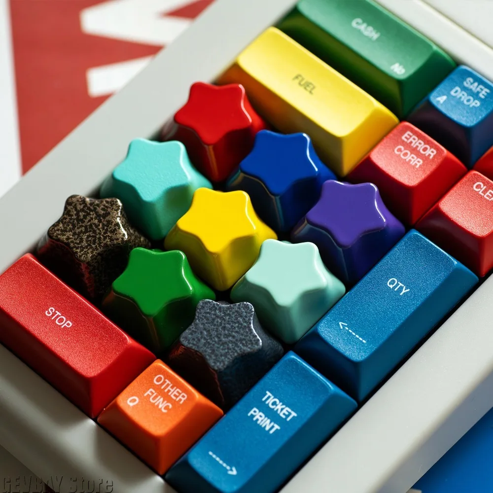 New Star Shaped Aluminum Alloy Keycaps Metal Baked Paint Cnc Machining Customized for Mechanical Keyboard Keycaps