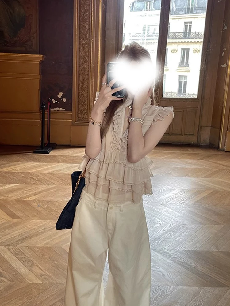 Design pesado v-ne renda guarnição chiffon topo solto casual saia longa conjunto feminino faion verão outfit ort sve