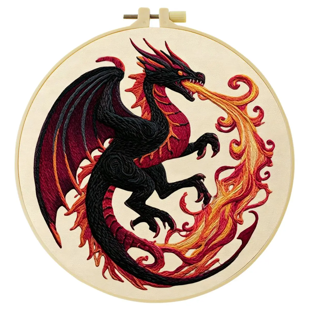 1 Stück 20X20CM/15X15CM 7,87/6,3 Zoll Feuerdrachen-Stickerei-Starter-Kit DIY-Kit DIY-Stickerei-Set Handarbeiten Nadelkunst – Detail 2
