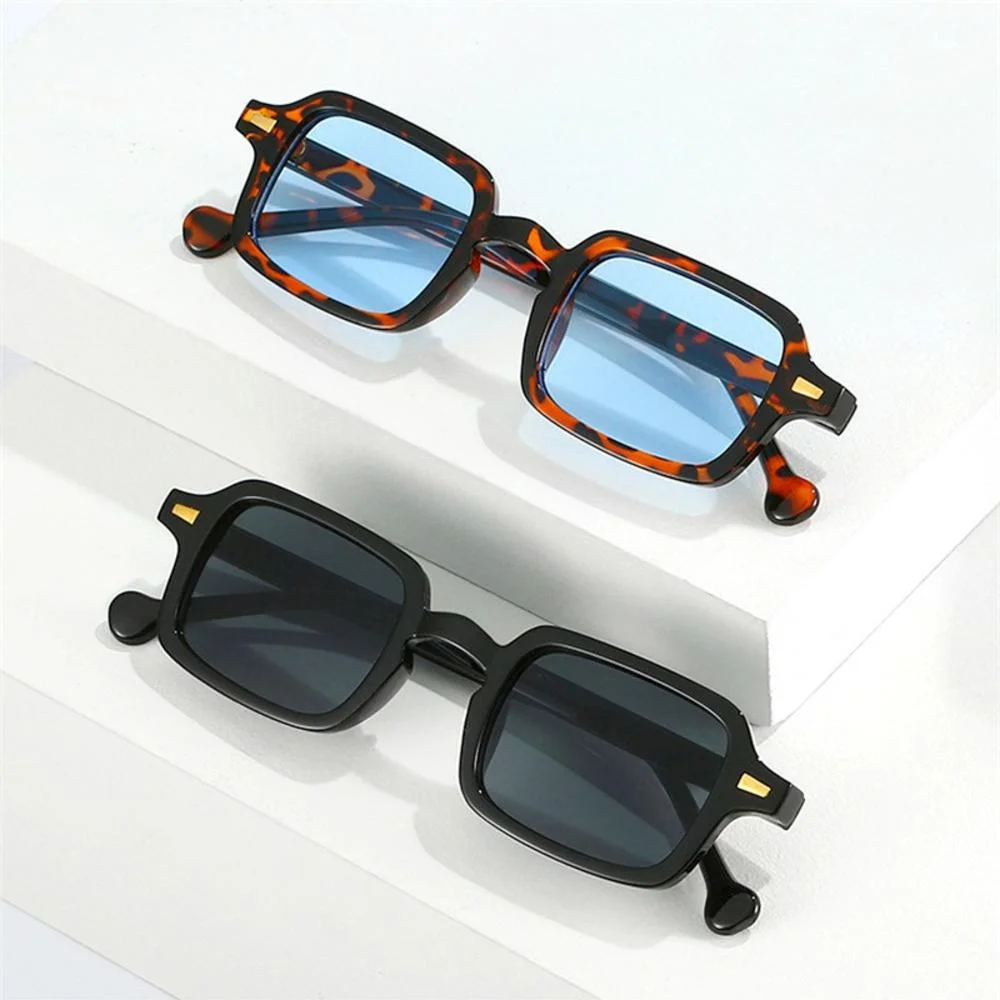Sun Glasses Casual Men UV400 Protection Rivets Decoration Vintage Women Rectangle Luxurious image 4