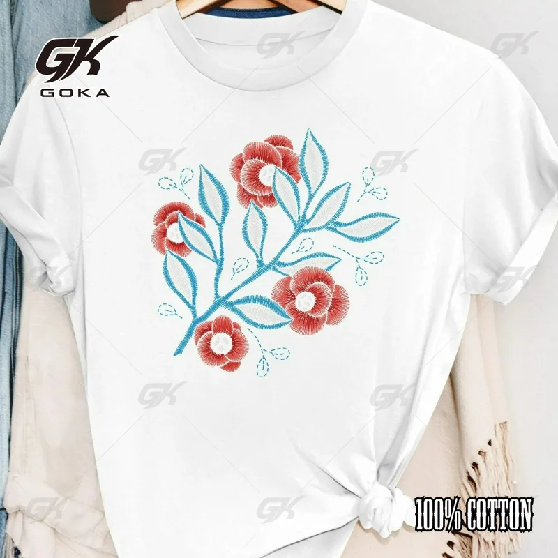 High Heels Butterfly Flower Pattern Men Women T-Shirt Short Sleeves Unisex Tops Trend Large Size Round Neck Couple Shirt