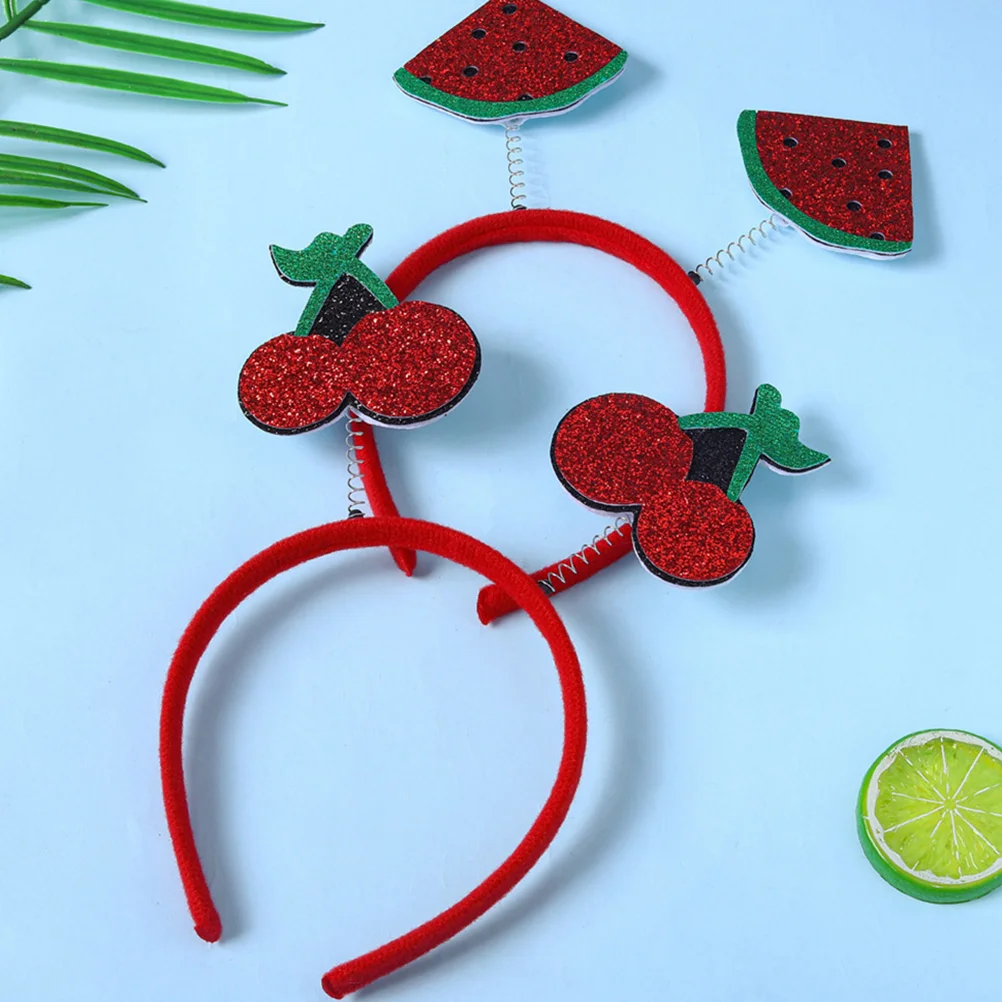 2 Pcs Fruit Headband Party Favors Watermelon Headgear Red Headbands Cherry Child