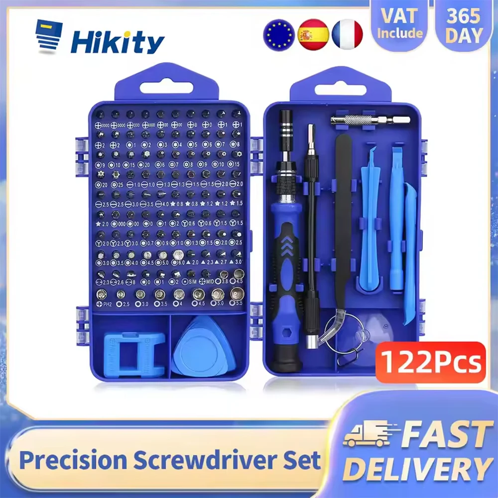 Hikity – jeu de tournevis de précision magnétique 122 en 1, kit d'outils de réparation électronique multifonctionnel pour téléphones, PC, montres, lunettes