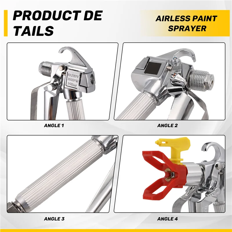 

A50I 3600 PSI High Pressure Airless Spray Gun Paint Gun Aluminum Spray Gun With 517 Spray Nozzle Seat Grille For Airless Sprayer