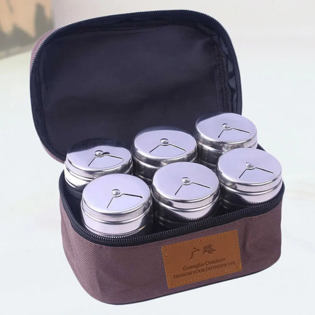 

1 set Stainless Steel Spice Jar Set Condiment Storage Bottles Kitchen Seasoning Holder Removable Lid Space Saving Design