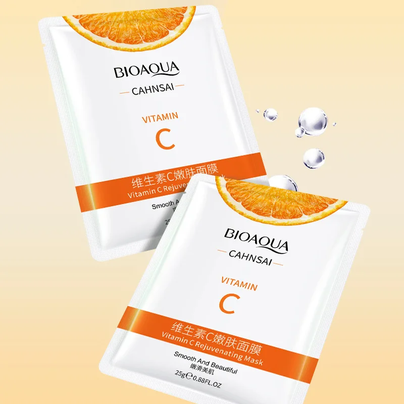 10pcs BIOAQUA Vitamin C Facial Mask Face skincare Moisturizing Face Mark Brightening Repairing Facial Masks for Face Skin Care