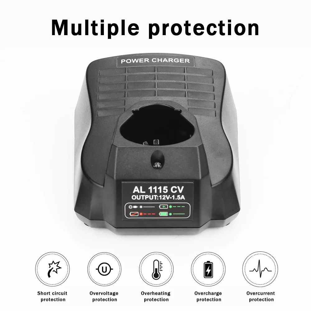 Victpower 12V Battery Quick Charger Is Suitable for BOSCH 3.6V 10.8V 12V Lithium Ion Battery AL1115CV US/EU Plug 1.5A 25W