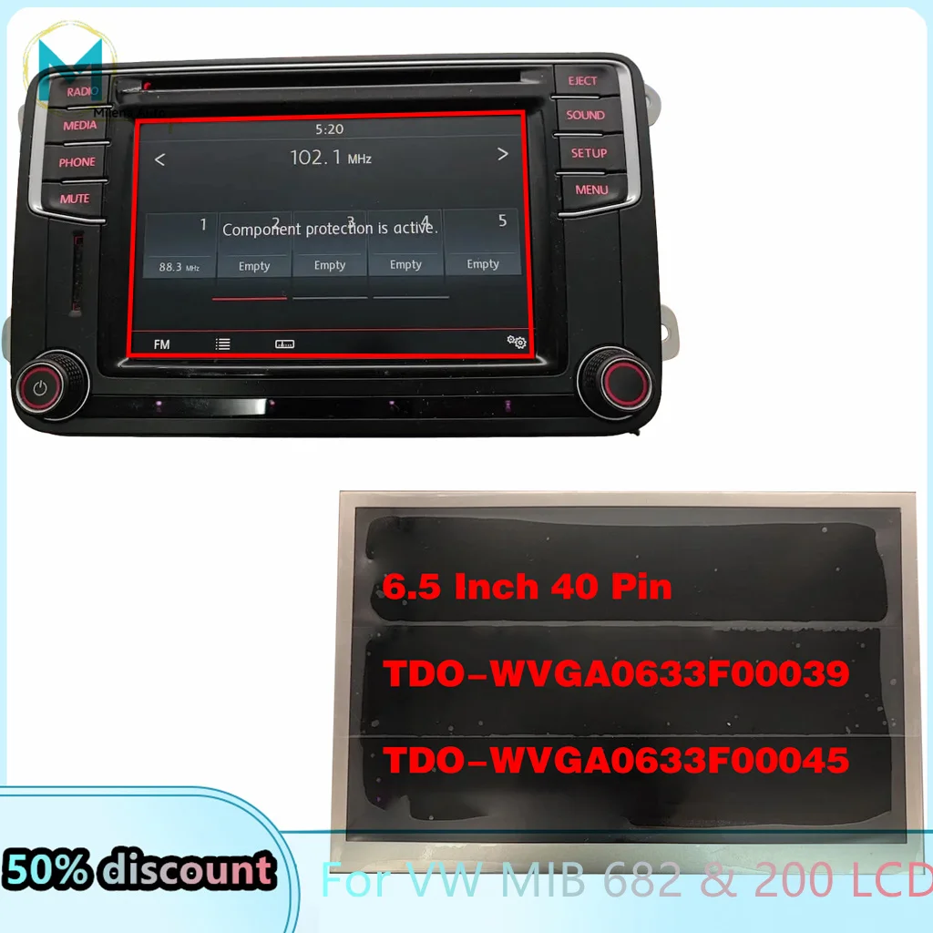 For VW MIB 682C/D/E/F/G Radio MIB 200B/H/M/D Navigation Player LCD STD2 PQ NAV RADIO UNIT NEW 6.5 inch Touch Screen Display