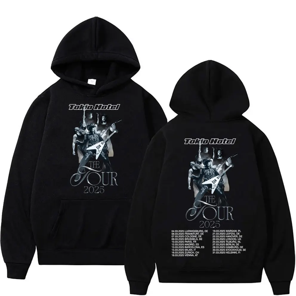 

German Rock Band Tokio Hotel The Tour 2025 Hoodie Men Women Gothic Punk Vintage Hooded Sweatshirt Male Casual Oversized Hoodies