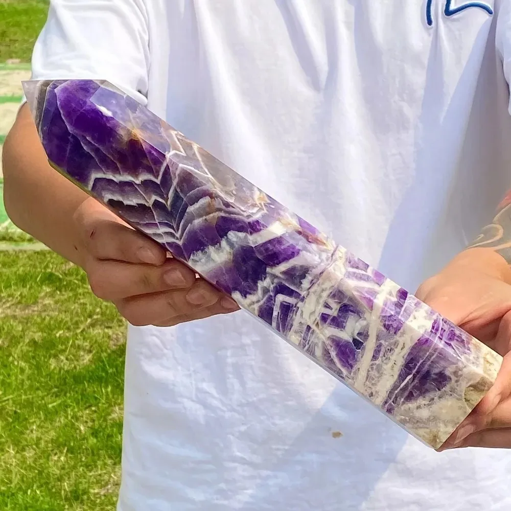Natural Amethyst Crystal Healing Pyramid Obelisk Quartz Wand Tower, Energy Stone Home Decor Ornament, Reiki Gift for