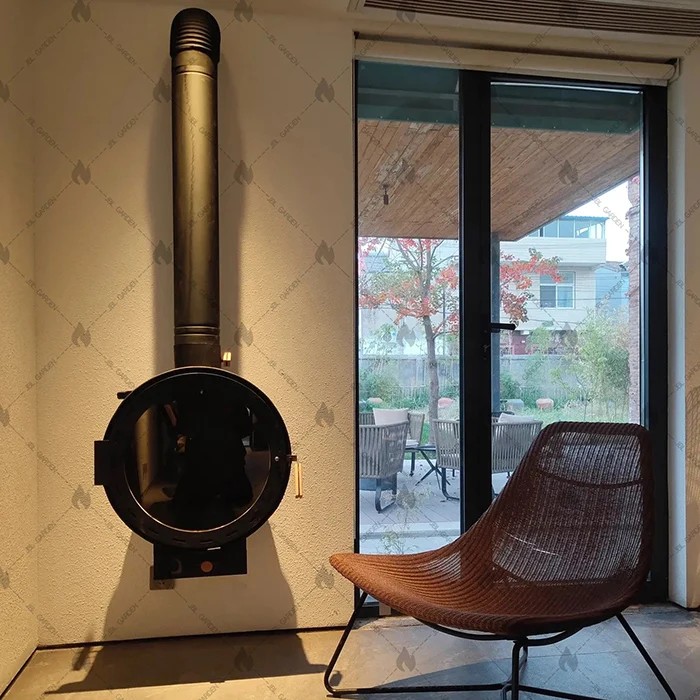 High Quality Indoor Heater Fireplace Real Fire Round Wall Mounted Fireplace