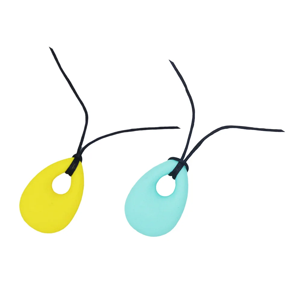 

2 Pcs Silicone Chew Toy Teething Necklace Baby Molar Training Teether Gum Newborn Toddler Gift Sensory Toy