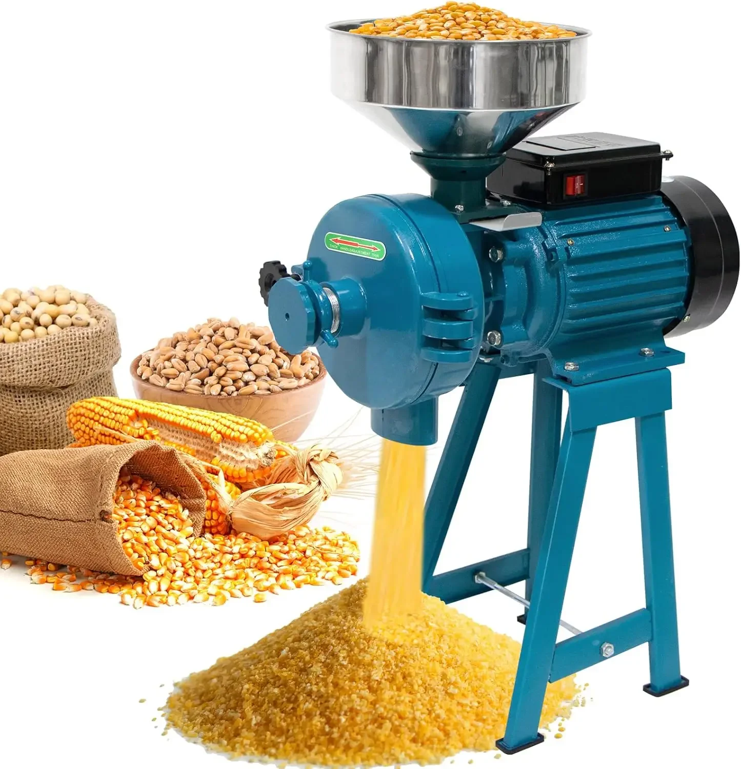 Mills, 3000W Wet Dry Cereals Grinder Electric Grain Grinder Corn Mill Heavy Duty 110V Commercial Grain Grinder Machine Rice Corn