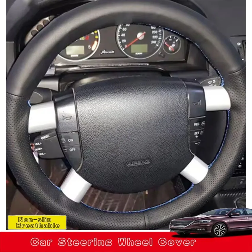 

Custom Hand Sewing Anti-slip Wear-resistant Genuine Leather Car Steering Wheel Cover For Ford Mondeo Mk3 2002 2003 2004-2006