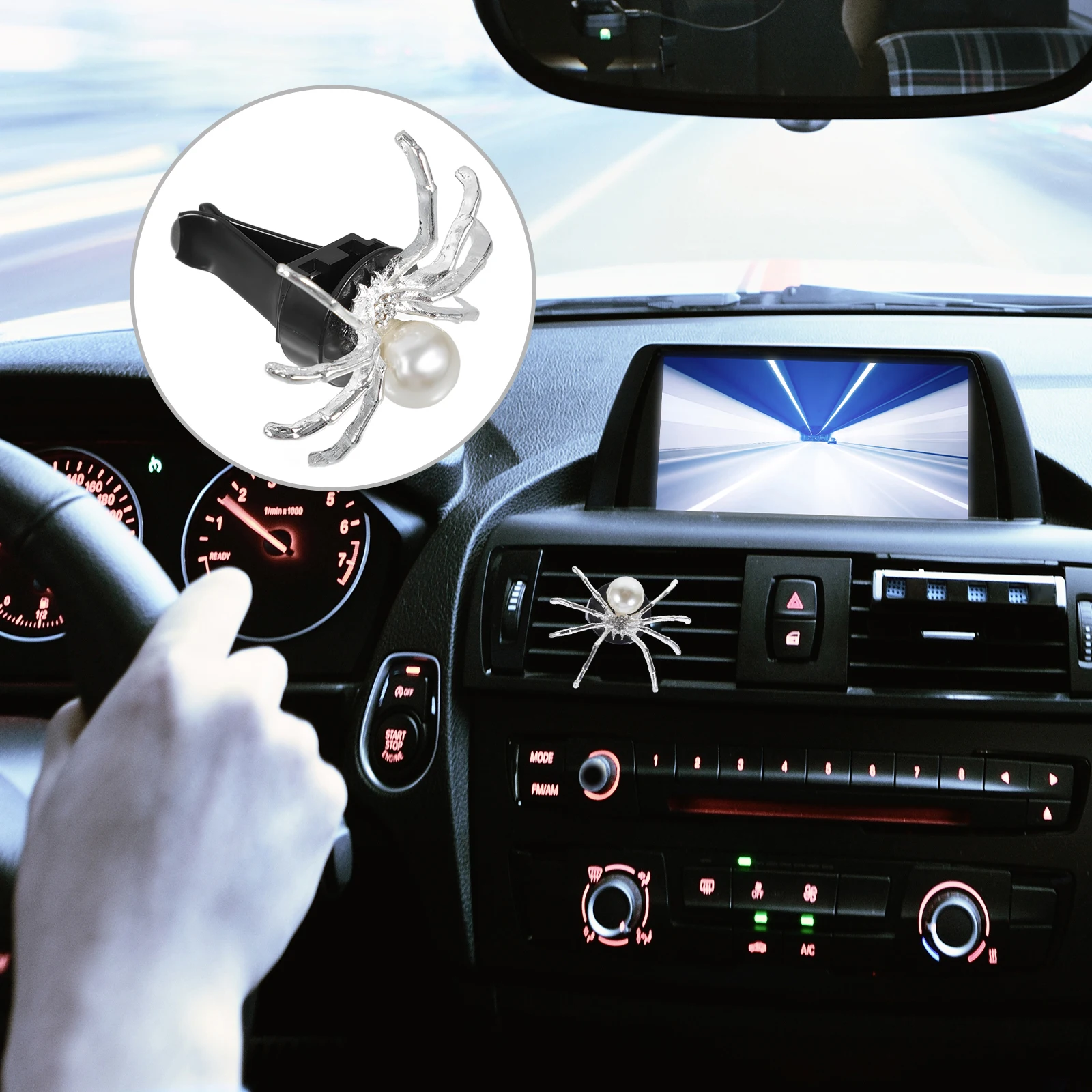 

2pcs Vent Clip Car Interior Decor Halloween Spider Bling Air Vent Clips for Car Air Freshener Stylish Accessories