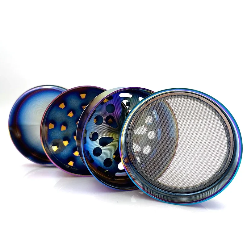 Maze Tobacco Herb Mills 4 Layers Rainbow Color 52mm 63mm Smoke Metal Kitchen Grinders Gadgets