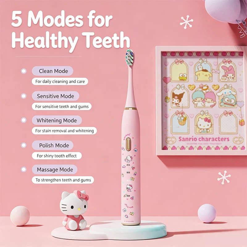 sanrio-sonic-electric-toothbrush-5-modes-noise-reduction-ipx7-fully-waterproof-soft-bristle-toothbrush-adult-student-gift
