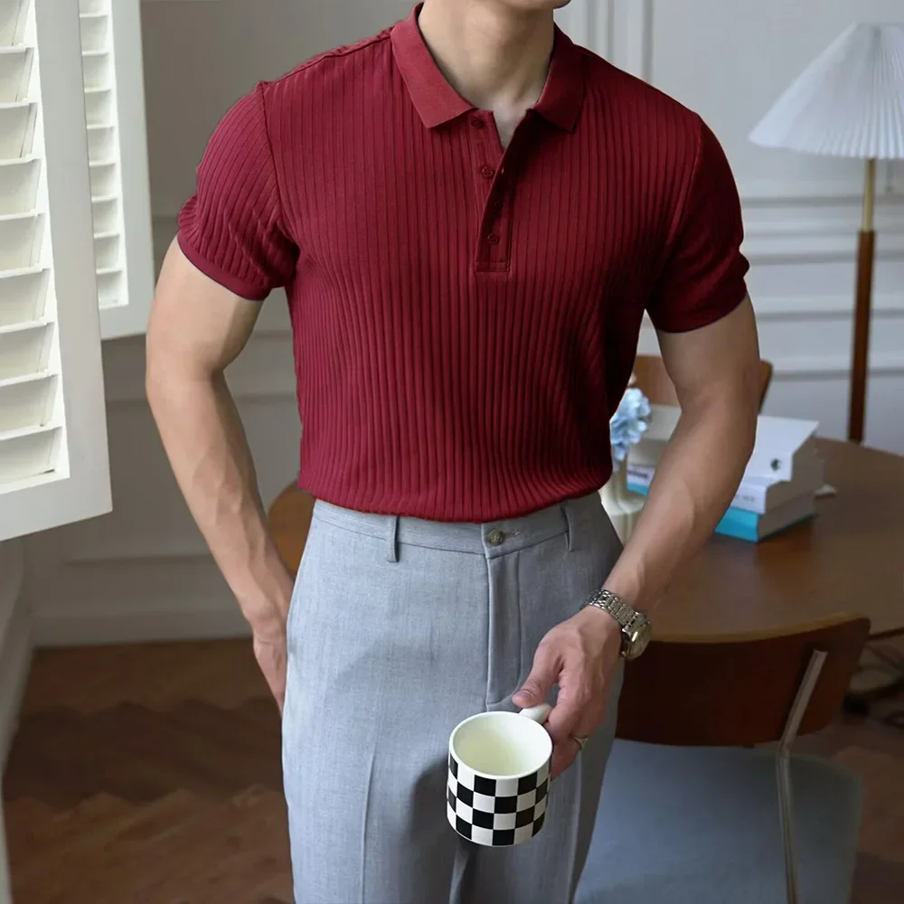 Männer Sommer Kurzarm Polo Dünne Casual Sportswear Hundert Stretch Tasten Koreanische Mode T-shirt männer Tops – Detail 9