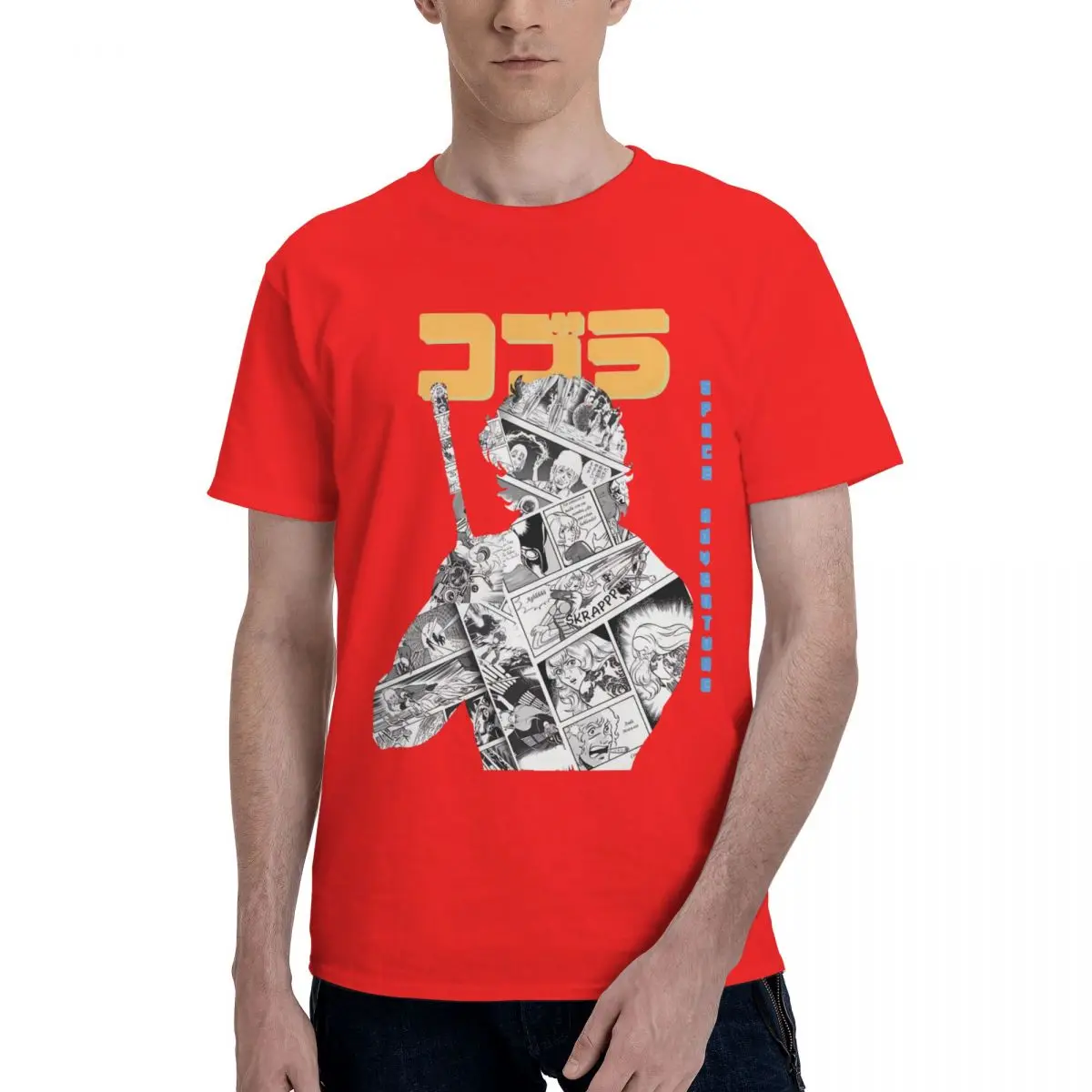 Manga Space Adventure Cobra Print Men T-shirt Hip Hop Cotton Short