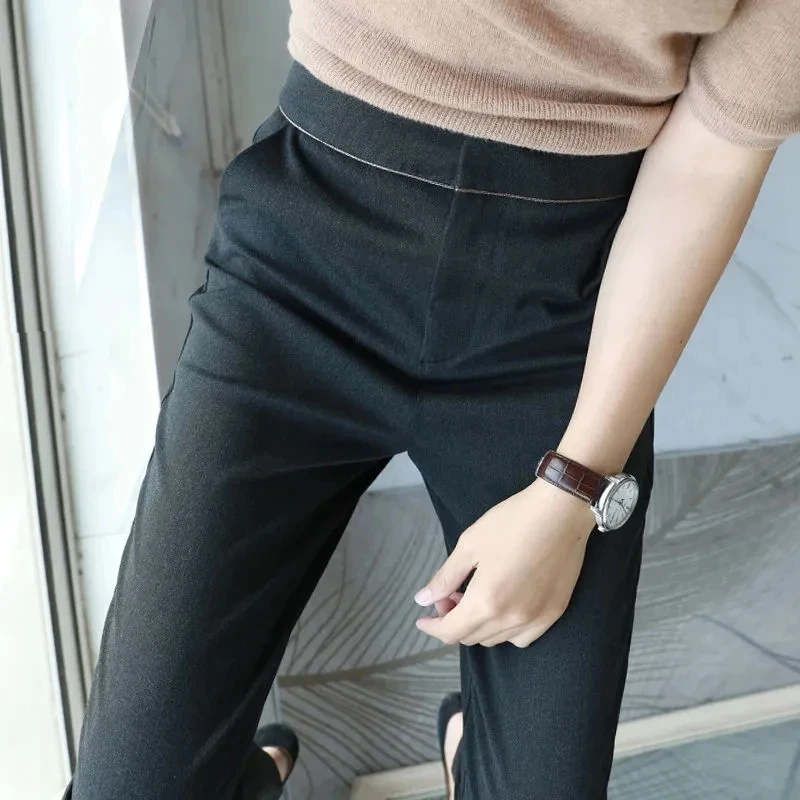 Slim Skinny High Waist Elastic Pencil Pants Overiszed Women Ankle-length Trousers Casual Spring 2024 Office Formal Pantalon