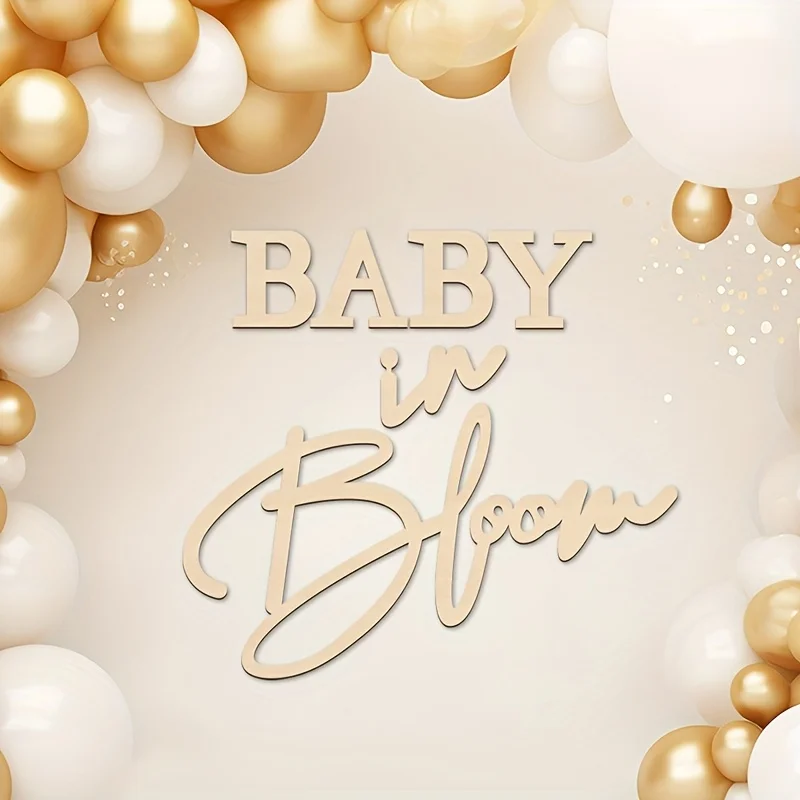 Baby in Bloom Wooden Sign Gender Reveal Party Decor Pregnancy Celebration Gift Nursery Wall Art Photo Prop for Baby Shower​