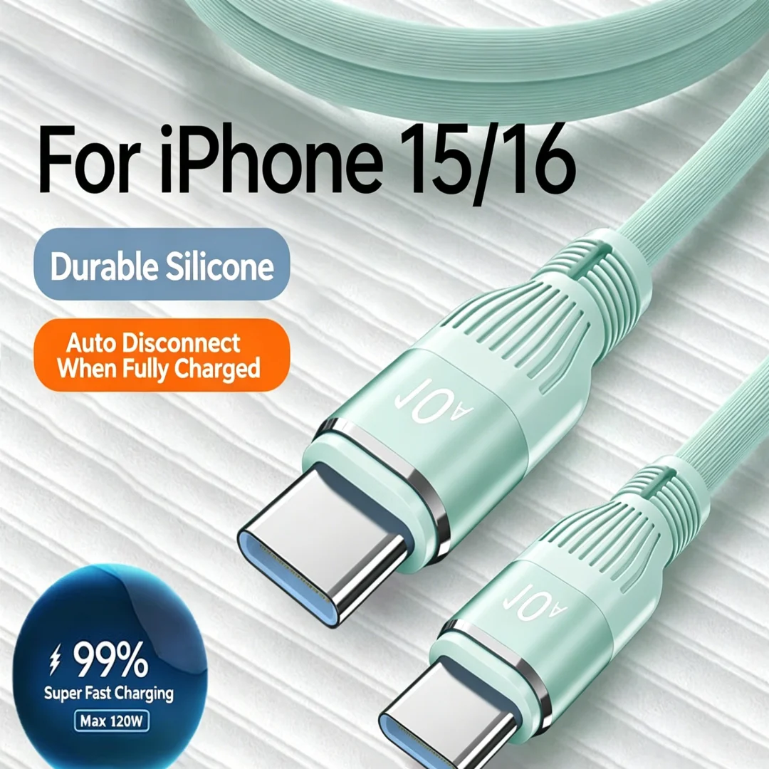 120W Fast Charging USB-C to USB-C Cable Ribbed Texture Wire 1M 1.5M 2M Multi Color For Huawei Xiaomi Laptops Android Phones