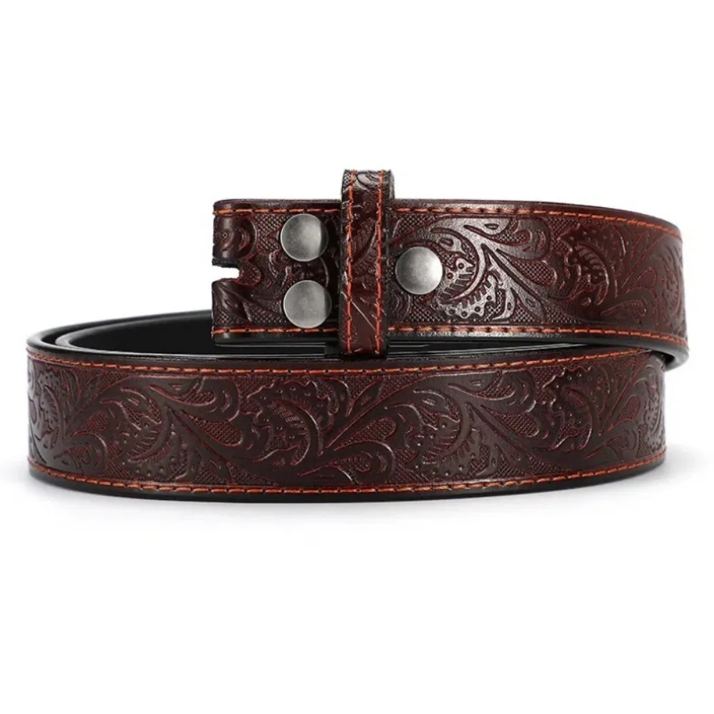 

Ремень из натуральной кожи с тиснением из воловьей кожи, двухслойный ремень с пряжкой, высокое качество, без пряжки, джинсовый ремень для женщин и мужчин