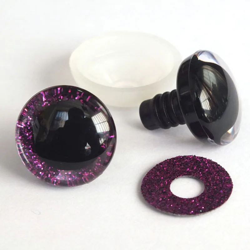 20 Stück 9–40 mm 3D-Sicherheitsspielzeugaugen + glitzernde Vliesstoffe – können Größe und Farbe wählen – Detail 2
