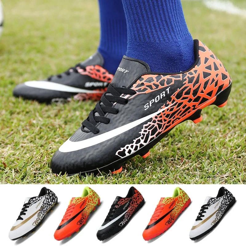 

Kids Soccer Shoes FG Long Spikes Football Boots Boys Indoor Turf Cleats Grass Training Sport Sneakers Child Futsal Football Shoe