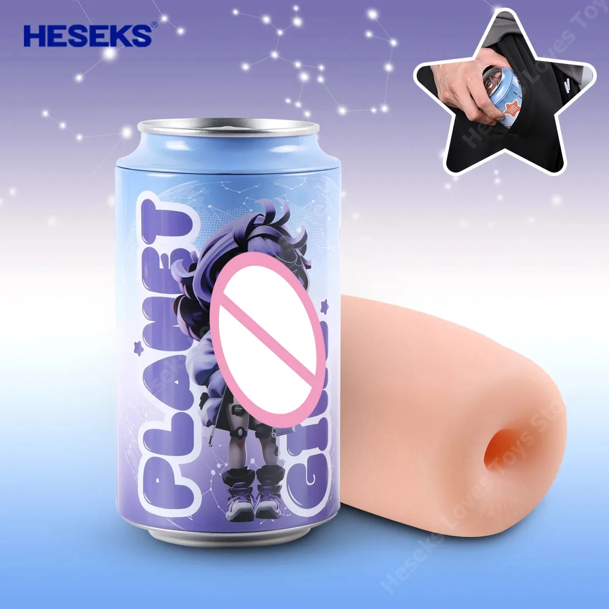 HSESKS Pocket Pussy Hidden Canned 7 Colors Anime Portable Real Vaginas Male Masturbator Cup Sex Toys for Men