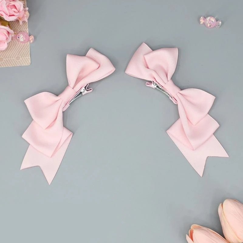 

2-Piece Girls Large Bow Hair Clip Sweet Side Clip Handmade Bowknot Hairpin 15UB