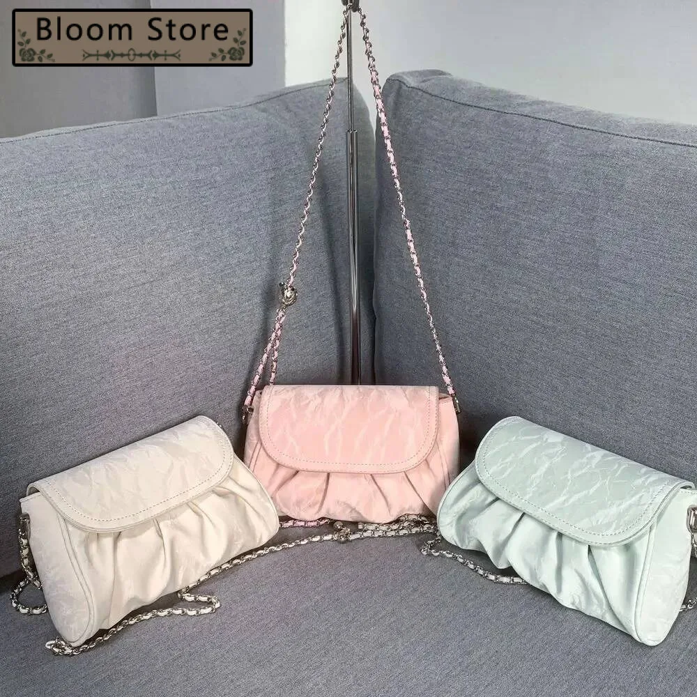 

JIAREDI Sweet Pink Chain Crossbody Women Fashionable Cloud Handbag Messenger Bag Ladies 2025 New Shoulder Bags Y2k