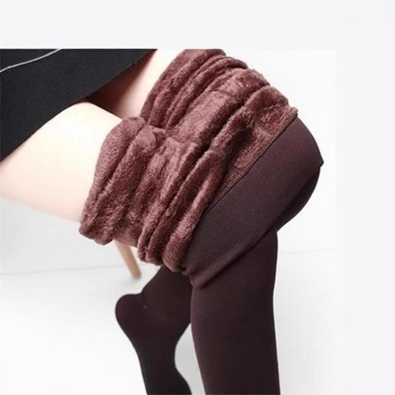 Pearl Fleece Leggings Thermal Lined Tights Non-Slip Heel Grip All Season Pants Women 3D Seamless Winter Base Layer Slim Leggings