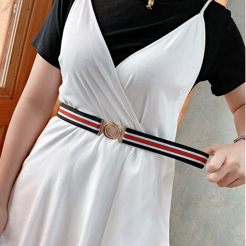 Belts for Women/Men Wide Elastic Invisible Belt with Flat Buckle Fashion Stretch Waist Belt Waistband for Jean Pants,Dresses