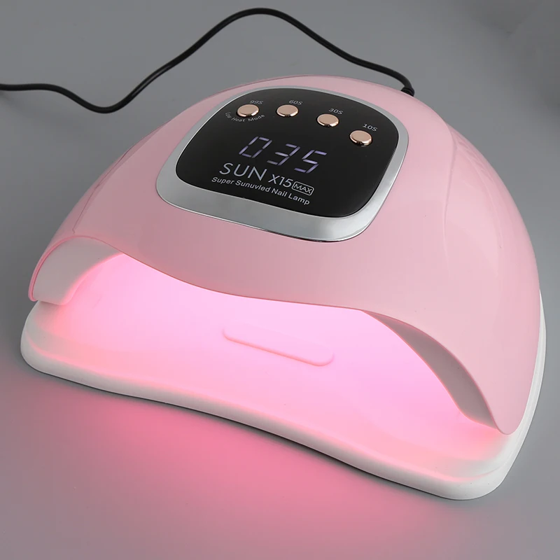 SUN X15 MAX Pink UV LED Nail Lamp for Manicure 66LEDsGel Polish Drying Machine with Large LCD Screeen Smart Nail Dryer Lamp