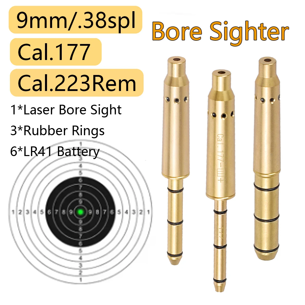 

Tactical Green Bore Laser Boresighter .177 .22LR .38SPL 9MM .45ACP Rifle Caliber Lasers Glock 17 19 1911 Hunting Sight