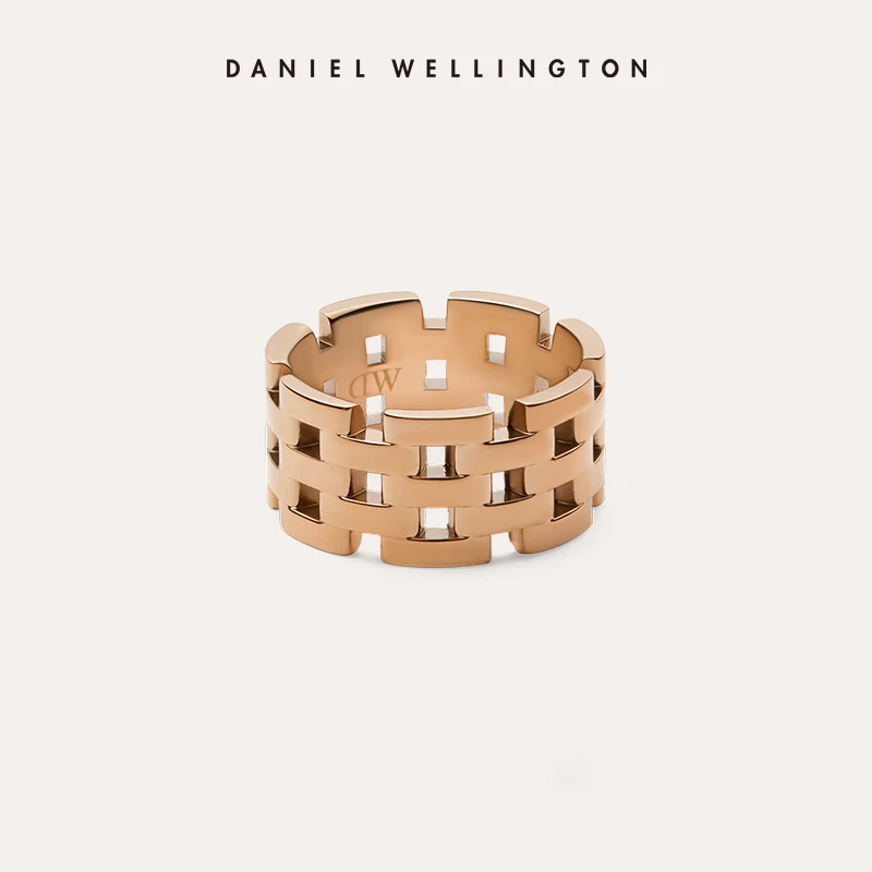 Daniel Wellington Luxury 5 Rows Link Inspired Rose Gold Ring for Women Premium Stainless Steel Wide Band Ring Minimalist Jewelry