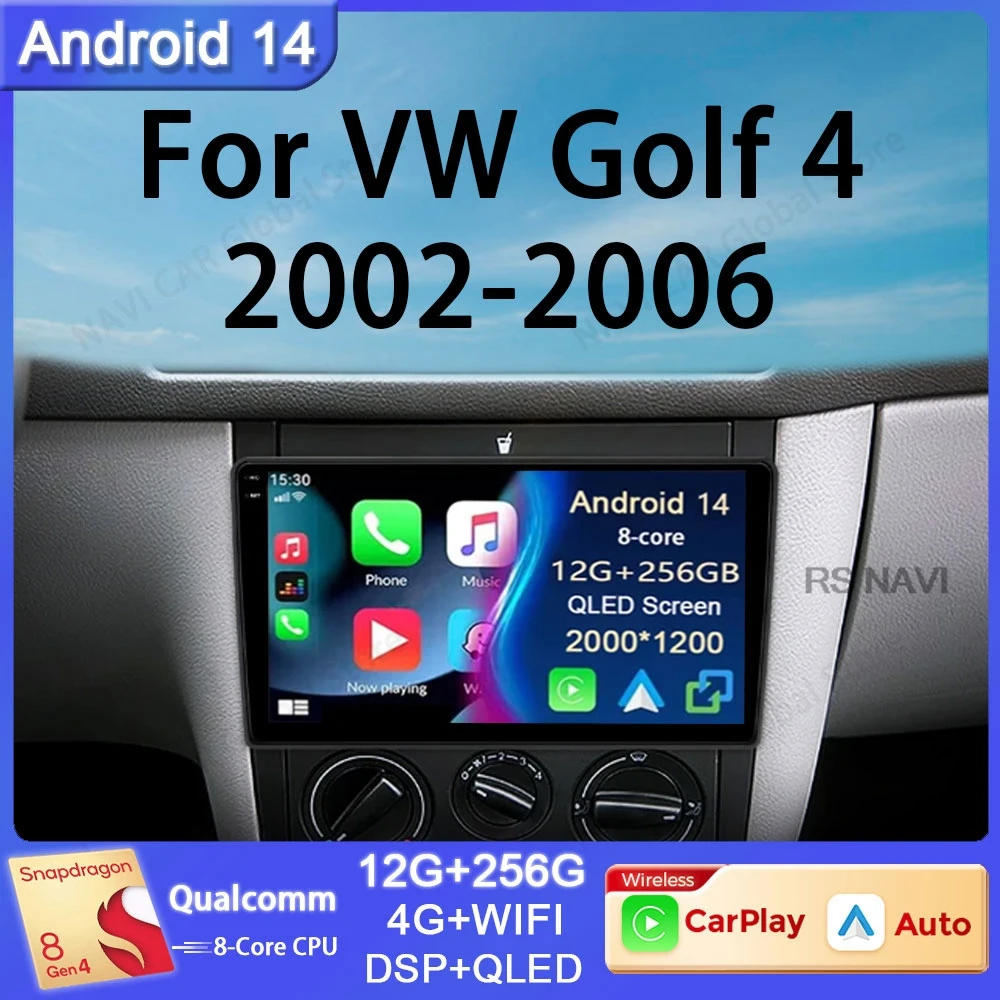 

Android 14 For Volkswagen VW Golf 4 IV Jetta MK4 Classics Multimedia Navigation GPS Car Radio Video Player No 2din DSP Audio DVD