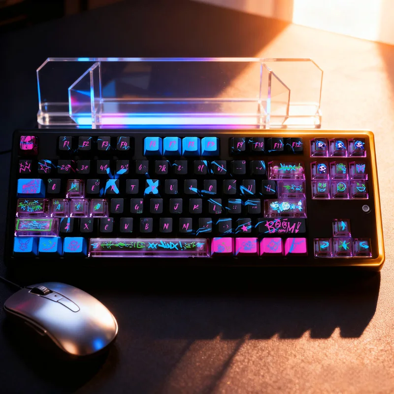 Jinx Anime Theme Keycaps Mechanical Keyboard Original Side Engraved PBT Gaming Keyboard Accessorie Collection Gift Keycaps