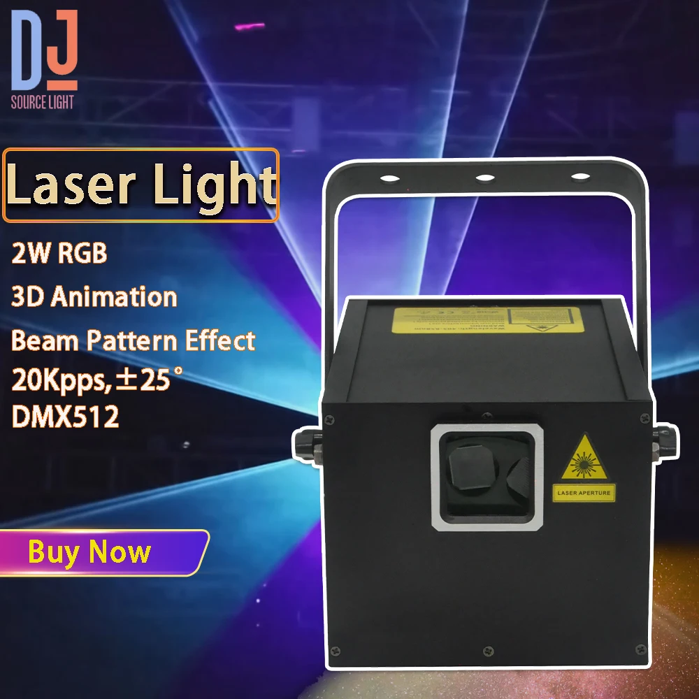 New 2W RGB Animation Laser Light Beam Pattern Scanner Projector Stage Lights DMX512 For DJ Disco Xmas  Club Party Stage Effect