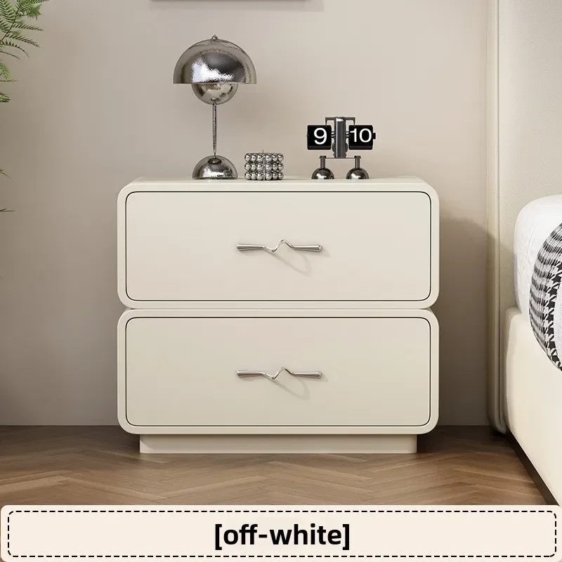 Multi-functional Solid wood paint bedside table household bedroom light luxury storage cabinet sturdy and durable