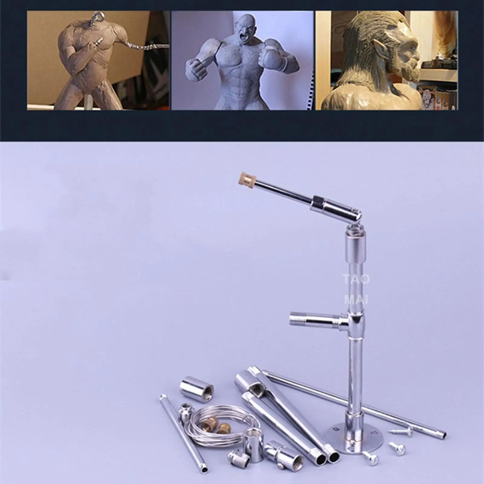 

Adjustable Clay Modeling Support Frame Pottery Sculpture Holder for Modeling Clay Handwork Table