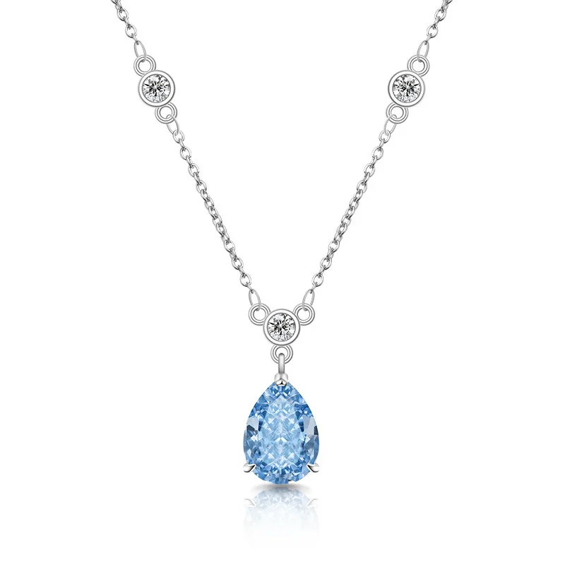 

Роскошное модное ожерелье из стерлингового серебра 925 пробы с ледяным цветком, платиновое ожерелье с подвеской в виде капли воды и кристаллом циркона, подарок на день рождения и свадьбу