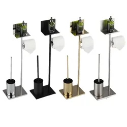 silver Toilet brush Floor type paper towel holder Household bathroom waterproof toilet roll paper vertical New multi-functi