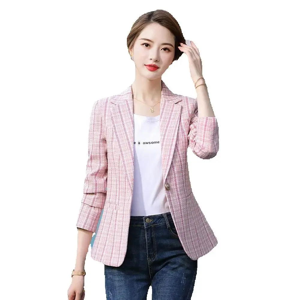 

Online Celebrity Small Suit Women Spring And Autumn New Small Fragrance Korean Casual Plaid Fashion Temperament Jacket Women.