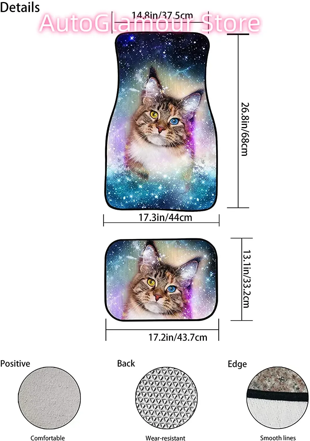 Universal Fit Front/Rear 4-Piece Full Set Carpet Car SUV Truck Floor Mats Blue Wolf Pattern