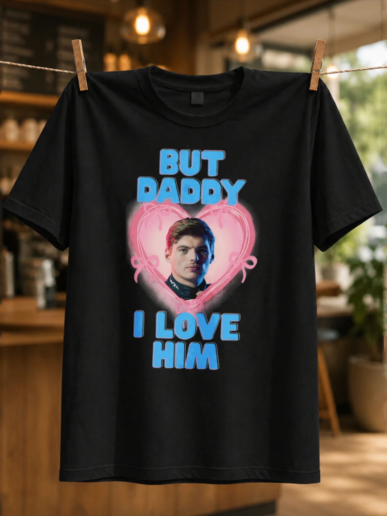 But Daddy I Love HIM Racing blue bubble letters pink heart frame and driver portrait playful fan  Unisex All T-Shirt