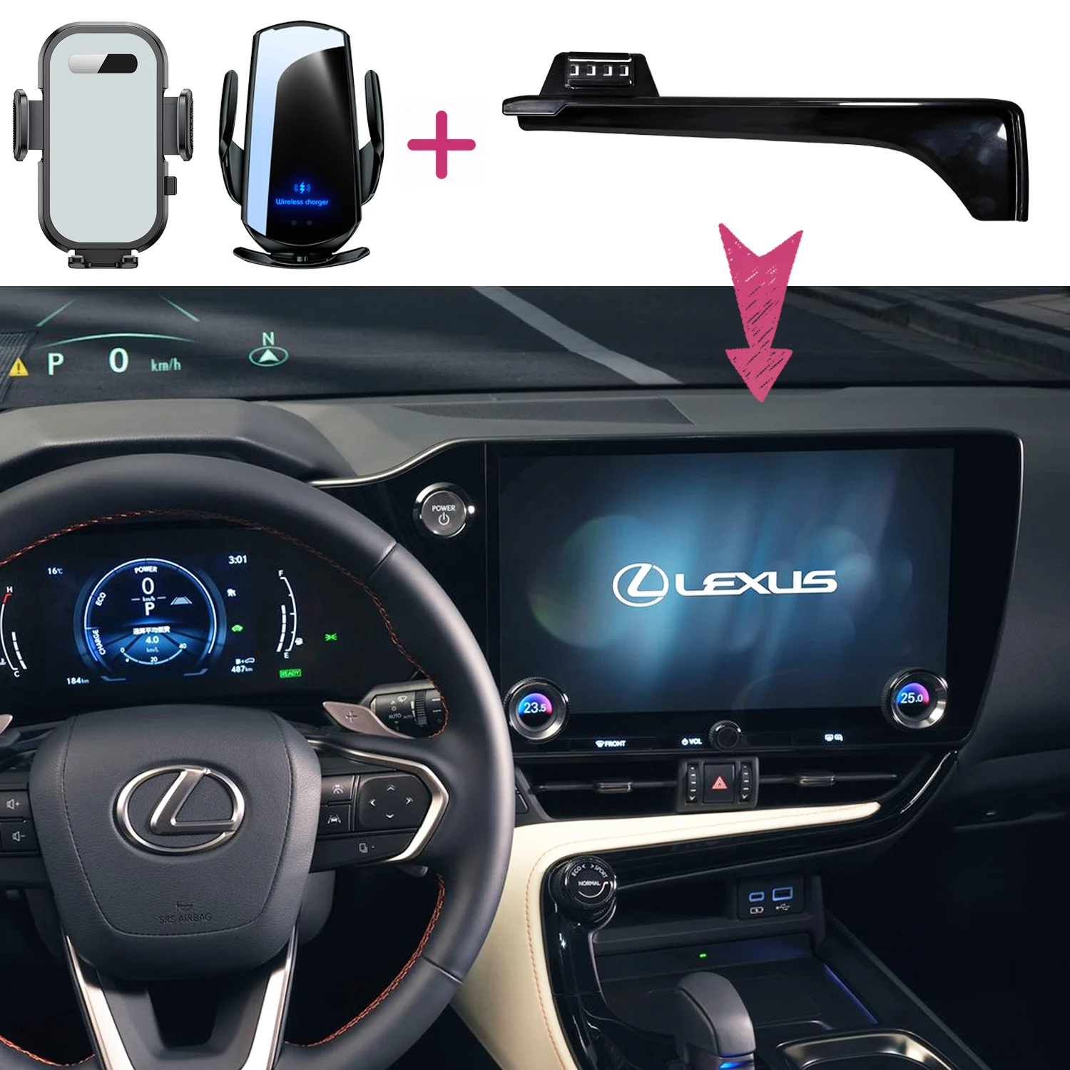 Car Phone Holder For Lexus NX 2022 2023 2024 Screen Fixed Base GPS Bracket Wireless Charging Mobile Phone Holder Car Accessories