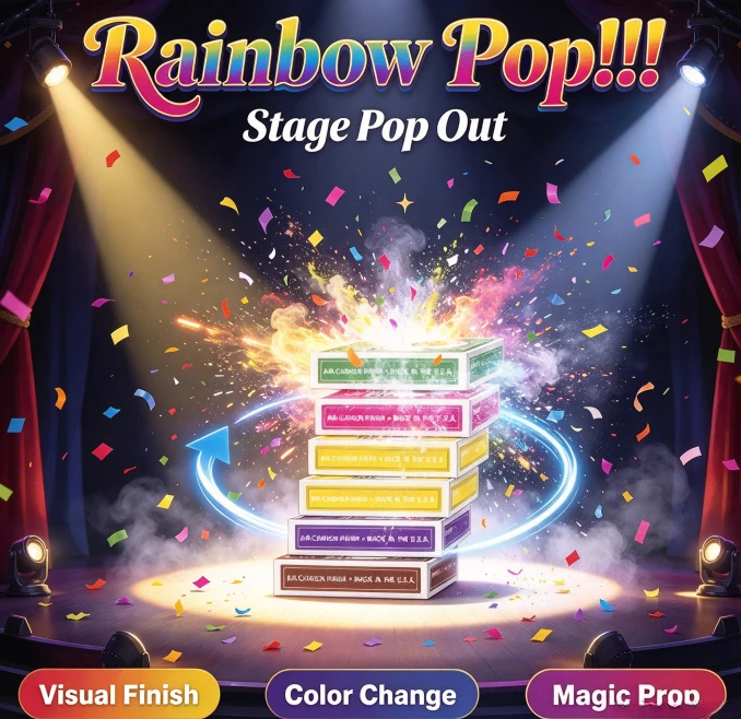 Rainbow Pop by Andrew Magic Trick Visual Card Deck Box Transformation Gimmick Close Up Street Magician Props Illusions
