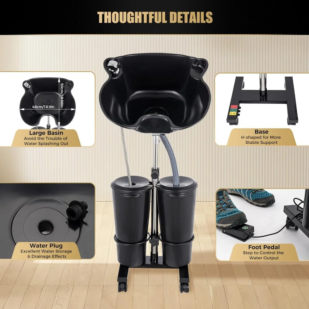 حوض شامبو كهربائي محمول قابل للتعديل بارتفاع لتصفيف الشعر للاستخدام في الصالونات #3